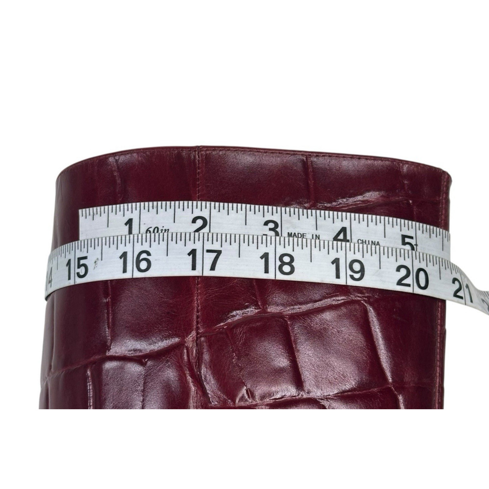 Sam Edelman Sylvia 2 Knee-High Boots French Merlot Croco Leather Size 6.5M New - Picture 7 of 10